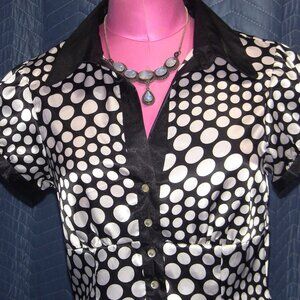 Soulmates Black/White PolkaDot Blouse Size M